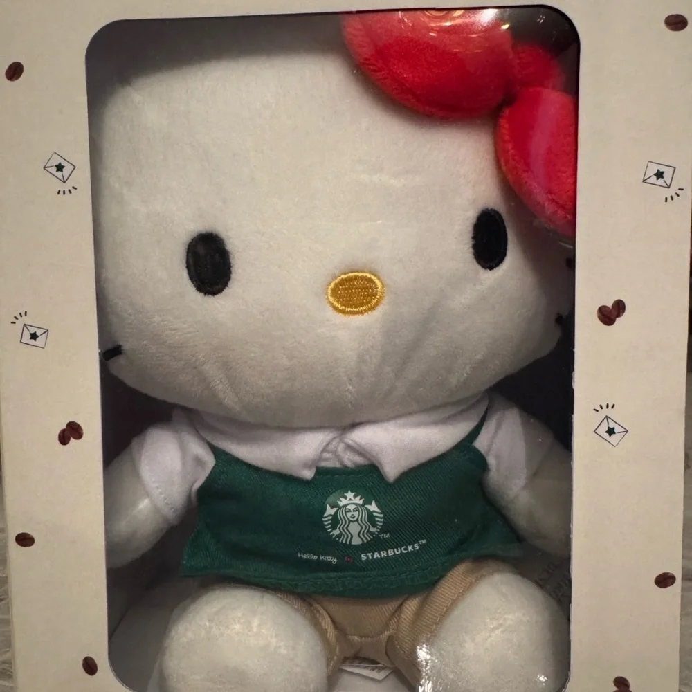 Starbucks Hello Kitty Plush with Red Bow and Green Apron - Picture 1 of 1